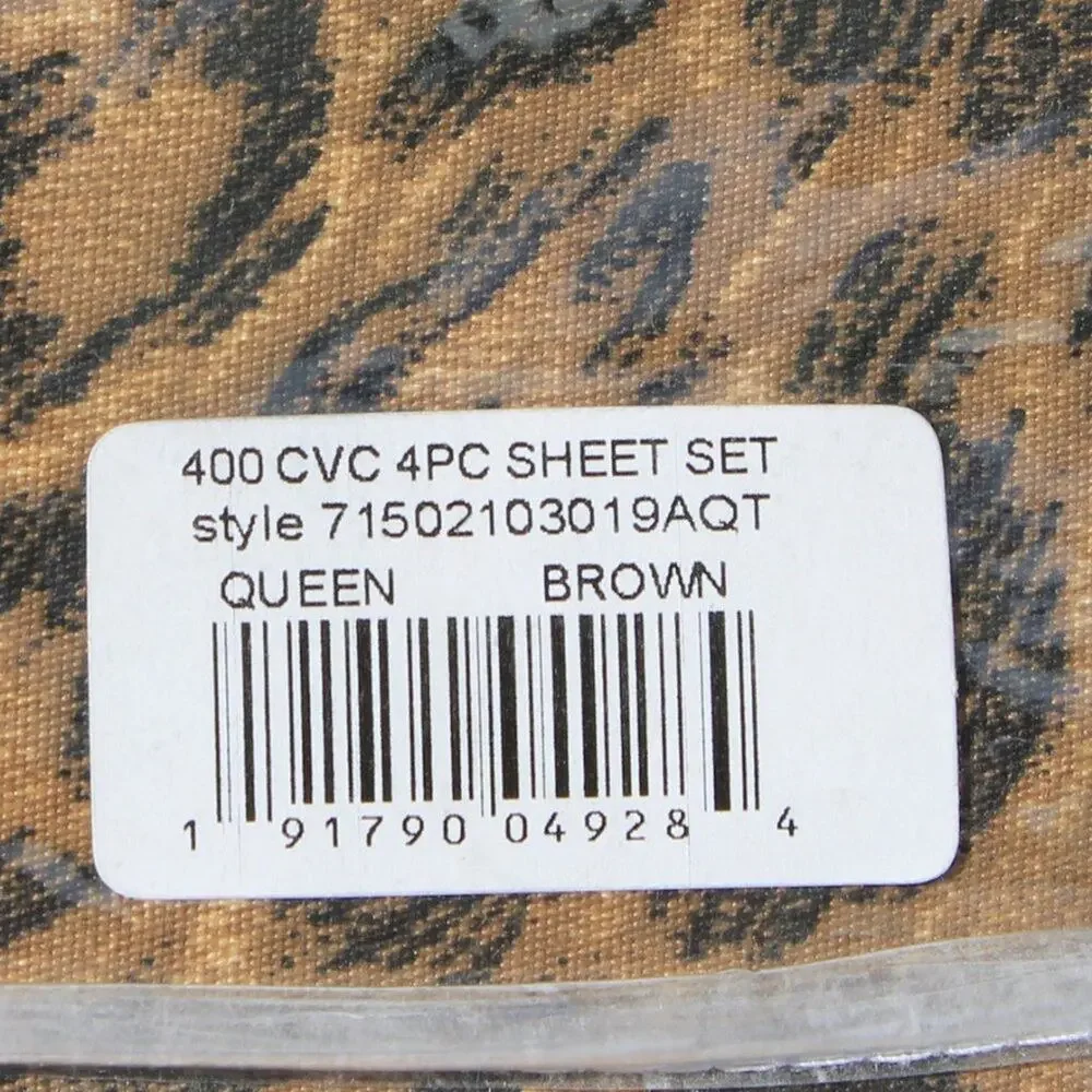Covington Animal Leopard Print 4 Pc Queen Sheet Set Cotton Blend 400 Thread Ct